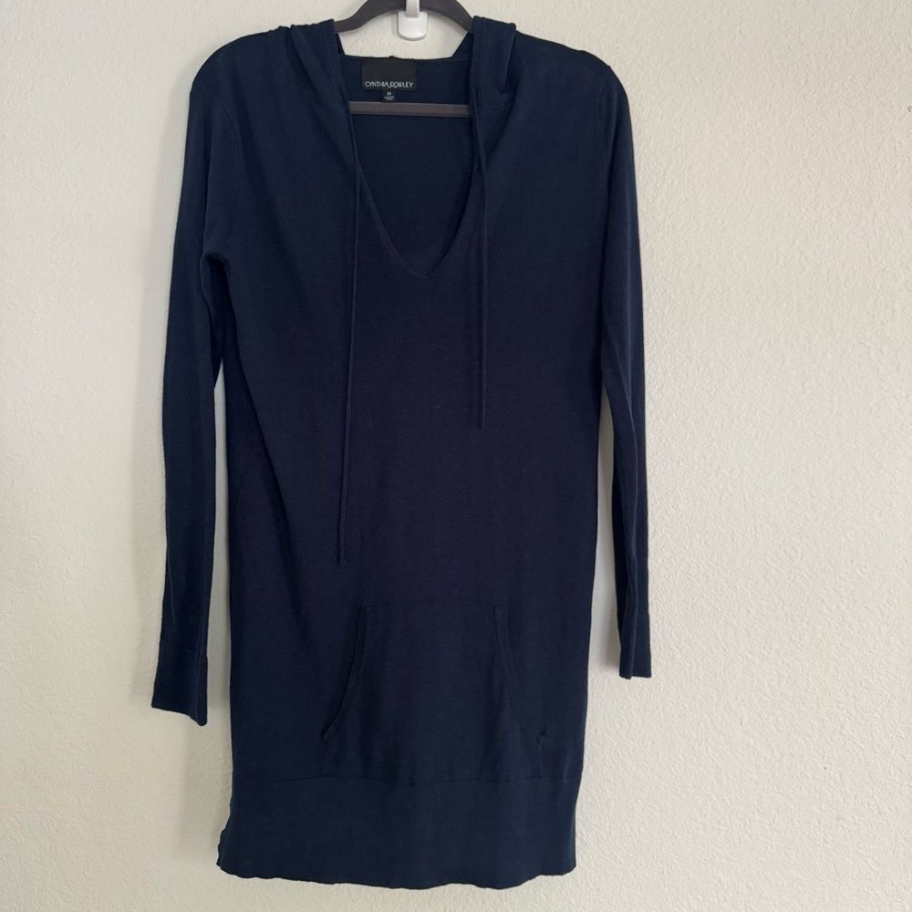 Cynthia Rowley Navy Hoodie Long Sleeves Sweater Dress - Size M - Picture 3 of 8